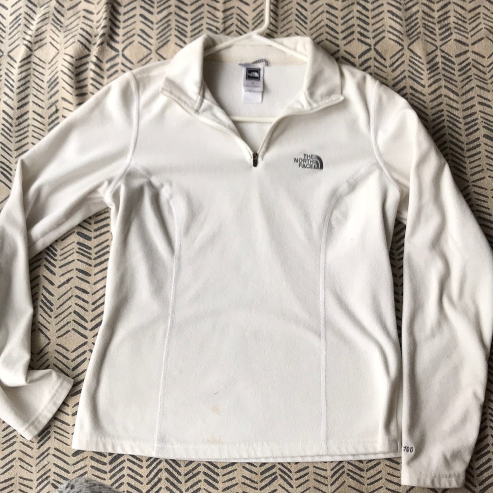 1/4 zip north face fleece white size small